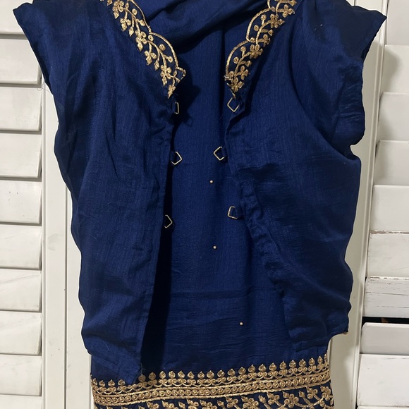 Elegant Blue Embroidered Indian Saree - Picture 4 of 6